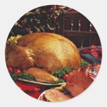 Delicious Baked ham, roast turkey Round Stickers
