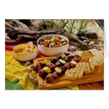Delicious Beef shish kabob with salads Card