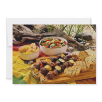 Delicious Beef shish kabob with salads Personalized Invitations