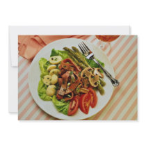 Delicious Beef vegetable salad , fork Announcement
