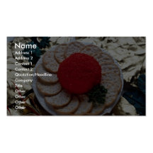 Delicious Caviar with round crackers Business Card Template
