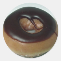 Delicious Chocolate-covered doughnut Round Sticker