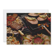 Delicious Grilled salmon, beef steaks and cocktail Custom Invites