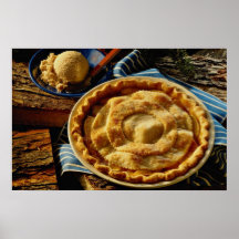 Delicious Peach pie, vanilla ice cream Poster