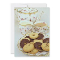 Delicious Tea and biscuits with 'posh' china Invitations