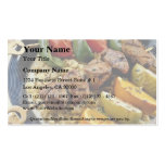 Delicious Vegetable, beef and fruit kabobs over ri Business Card Templates