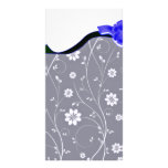 Delightful White floral and Bluish Ribbon Photo Greeting Card