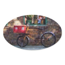 Delivery Bicycle Greenwich Village Oval Stickers
