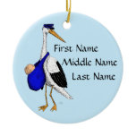Delivery Stork Baby Boy Ornament