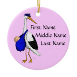 Delivery Stork Baby Girl Ornament