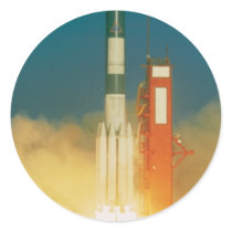 Delta Rocket Take-Off Round Stickers