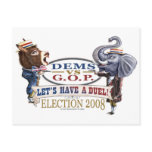 Dem Donkey vs GOP Elephant Postcard 