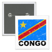 Democratic Republic of Congo Vintage Flag Pinback Button