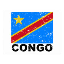 Democratic Republic of Congo Vintage Flag Post Cards