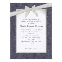 Denim and Bows Bat Mitzvah Personalized Announcement