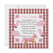 Denim Cowgirl Birthday Personalized Announcements