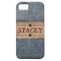 Denim Jeans Tag with Your Name iPhone 5 Cases