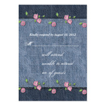Denim n Roses Wedding Response Card Business Card Templates