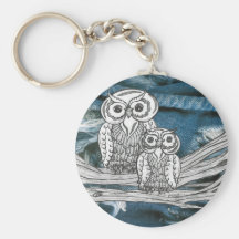 Denim Owls key chain