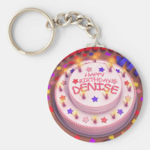 Denise's Birthday Cake Key Chain