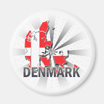 Denmark Flag Map 2.0 Fridge Magnets
