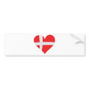 Denmark heart icon bumper stickers
