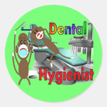 Dental Hygienist Sock Monkey Gifts Round Sticker