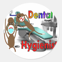 Dental Hygienist Sock Monkey Gifts Round Stickers