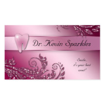 Dentist Business Card Sparkle Leaf Tooth Pink