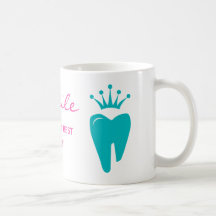 Dentist Coffee Mug Cute Tooth Crown Logo Blue