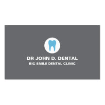 Dentist, dental grey business card with tooth logo