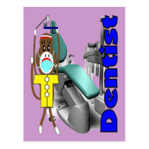 Dentist Sock Monkey--Adorable Post Cards