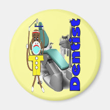 Dentist Sock Monkey--Adorable Refrigerator Magnet