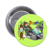 Dentist Sock Monkey Gifts--Unique Pinback Button