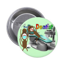 Dentist Sock Monkey Gifts--Unique Pinback Button