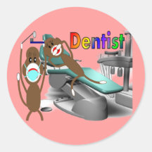 Dentist Sock Monkey Gifts--Unique Round Sticker