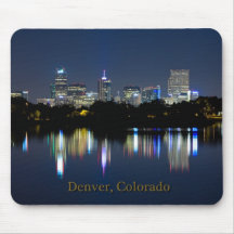 Denver Night Skyline Reflection Mousemats