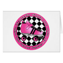 Derby Chicks Roll With It - Hot Pink Black White Cards