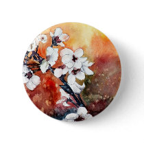 dern abstract flower asian oriental art painting pinback button