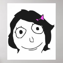 Derpina Black Hair Brunette Rage Face Meme Print