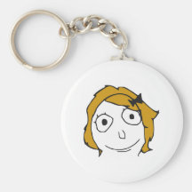 Derpina Blonde Yellow Hair Rage Face Meme Keychains