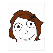 Derpina Brown Hair Rage Face Meme Post Cards