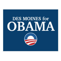 DES MOINES for Obama custom your city personalised Post Card