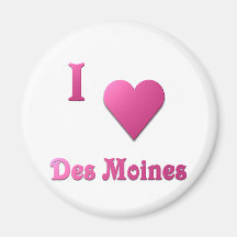 Des Moines -- Hot Pink Refrigerator Magnet