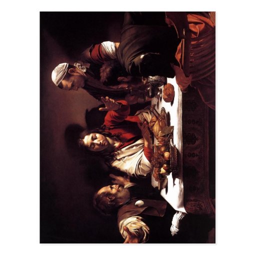 Description Michelangelo da Caravaggio Supper at E Post Card
