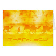 Desert Camel Caravan Sunburst Thank You Note Card