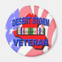 Desert Storm Veteran Service Ribbon, Semper Fi Fridge Magnet