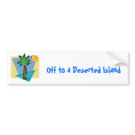 Deserted Island Graphic with Palm and Ocean bumper stickers