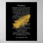 Desiderata "desired things" Golden feather black Poster
