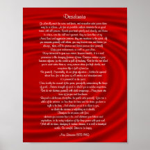 Desiderata "desired things", prose on red print